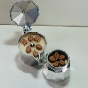 Cuban Coffee Maker Candle Handmade with Wax Coffee Beans Unique Decorative Item for Coffee Lovers