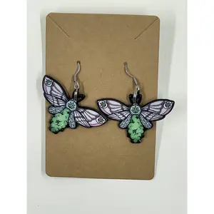 Acrylic Weed Nug Moths Earrings – Handmade by Mad Mellow