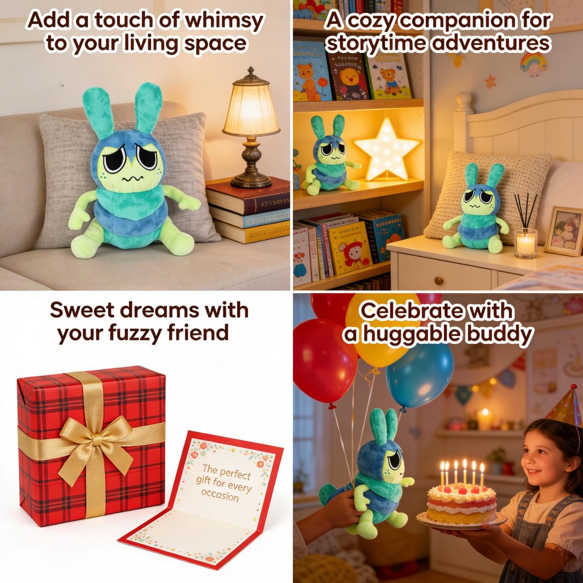 Dandy's World Squirm Plush Set - 2PCS 10.6" Cute Worm Stuffed Animal from Roblox Game, Soft Squishy Toy Plushie Figure for Kids & Fans,cute girly gifts，stuffed animals