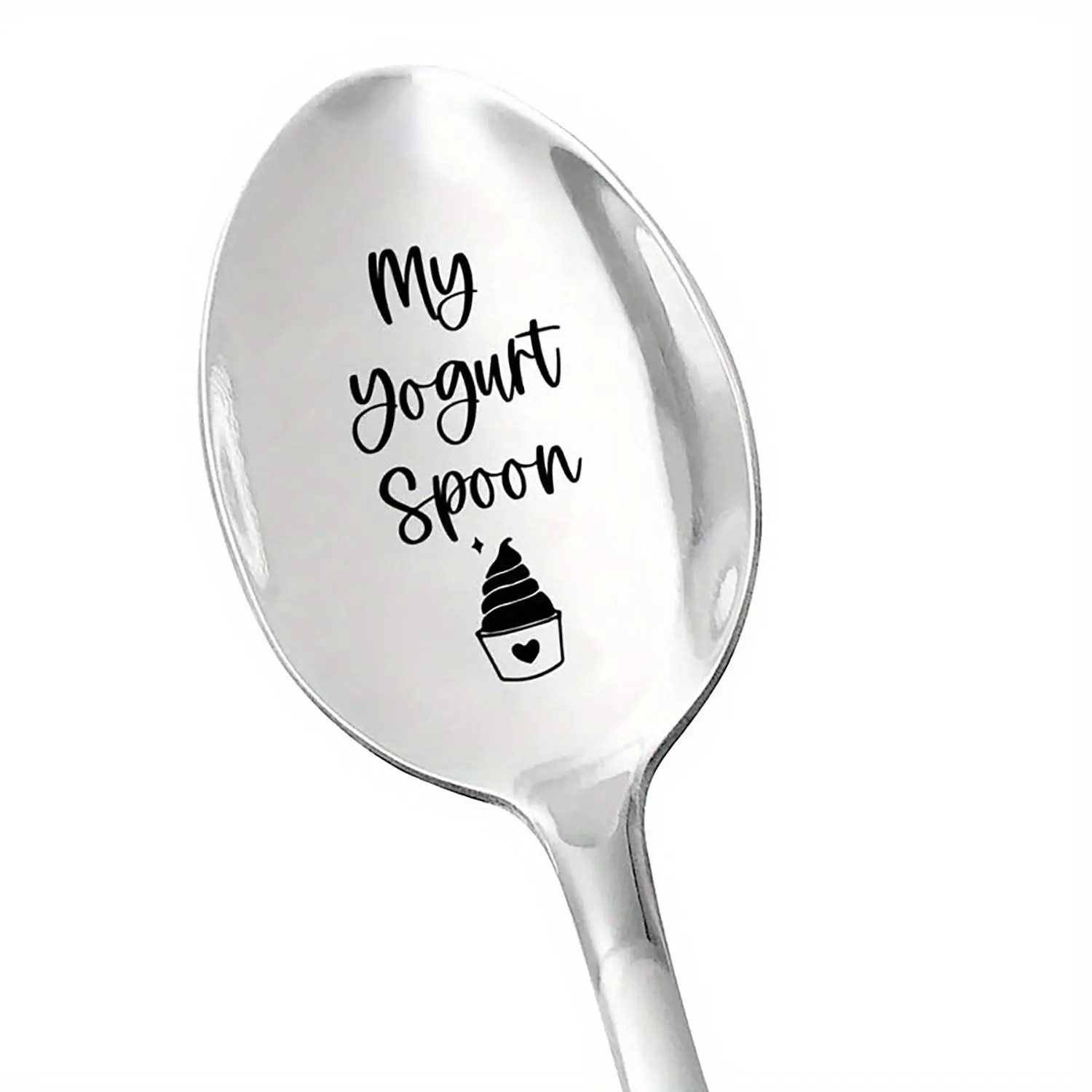 Stainless Steel Yogurt Spoon, 1 Count Ice Cream Dessert Spoon, Durable Long Handle Spoon, Kitchen Utensils for Home Use, Gift for Yogurt Lovers