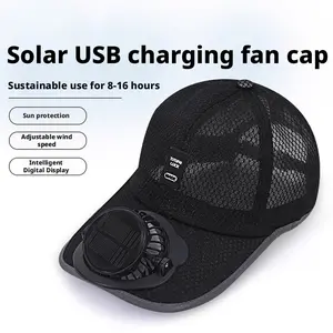Summer Breathable Mesh Cap Solar Powered Fan Cap Outdoor Leisure Sunshade Sun Protection Baseball Cap USB Fan Cap