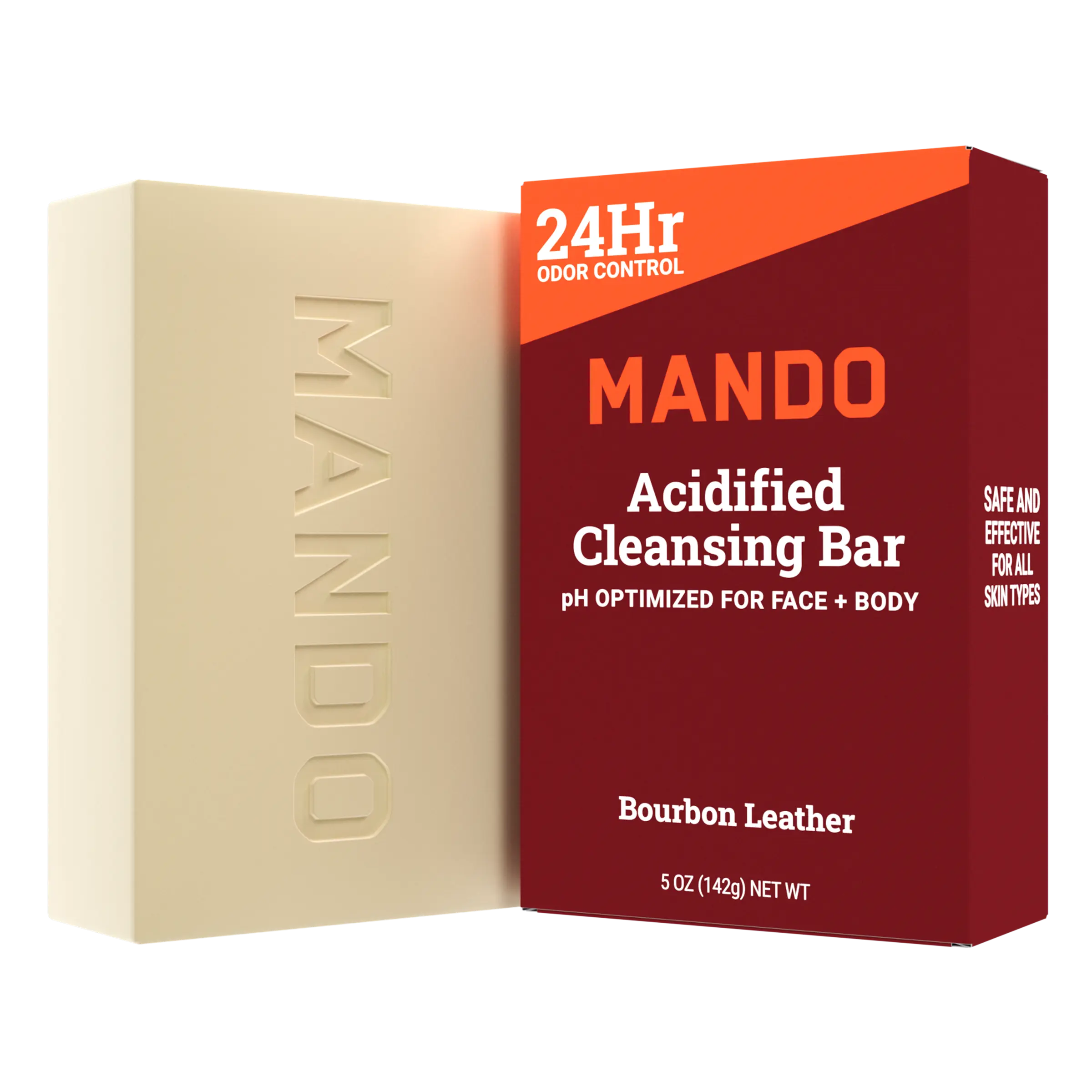 MANDO Acidified Cleansing Bar for Men - 4-in-1 Cleansing Bar for Facial & Body Skincare, Ph-Optimized for All Skin Types