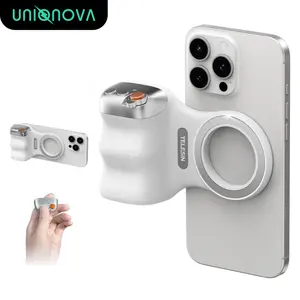 UNIQNOVA Fun Shot Magnetic Phone Camera Grip Magsafe Remote Shutter Holder Mount for iPhone & Android with Detachable Wireless Button Comfort Ergonomic Handle No Need App