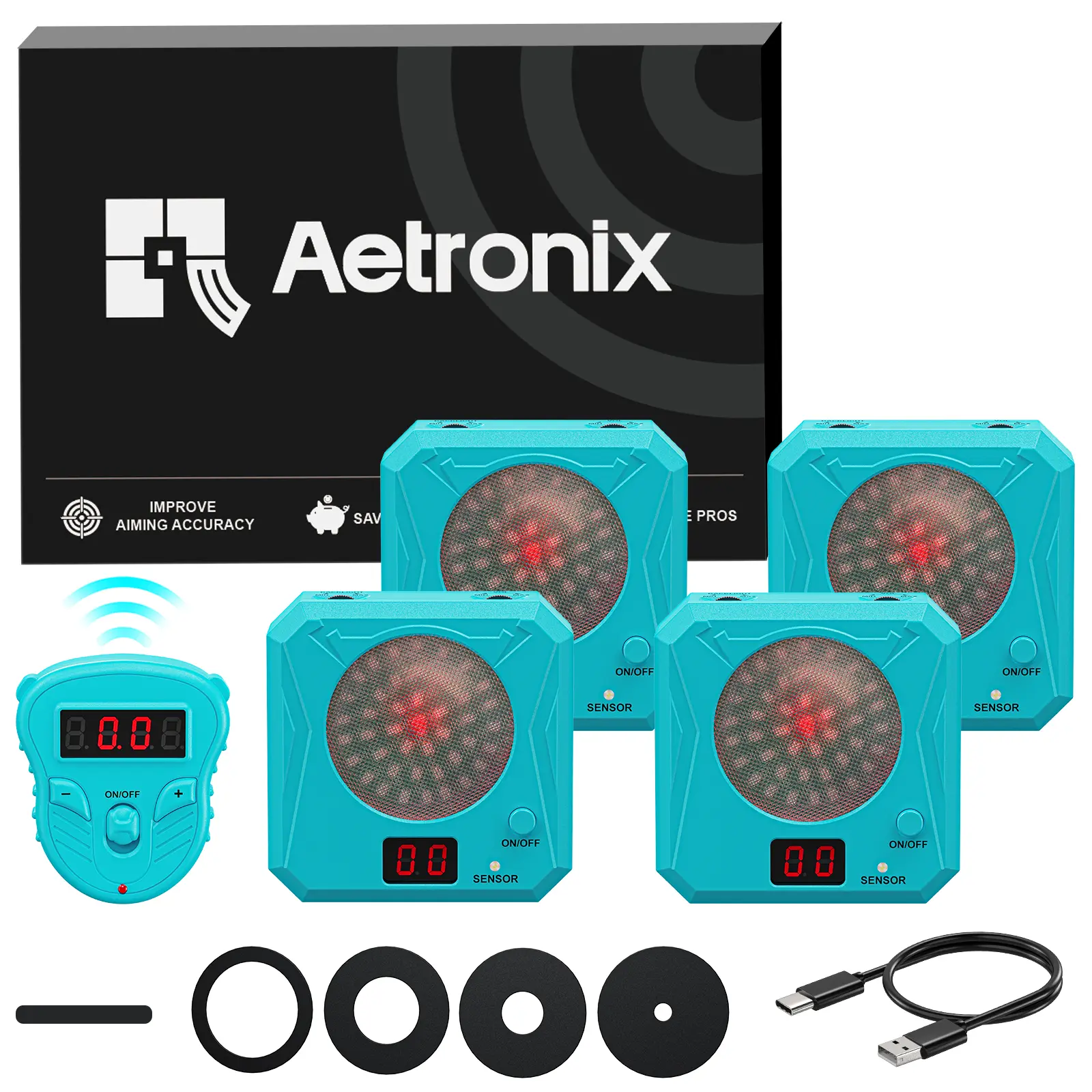 Wireless Dry Fire Laser Training System with 4 Laser Shooting Target & Bluetooth Remote, Supporting Single/Combo/Timer Modes, Real-Time Hit Statistics & Sound Feedback, 5 Adjustable Difficulty Sizes,   for Individual/Team PK & Tactical Simulation Training