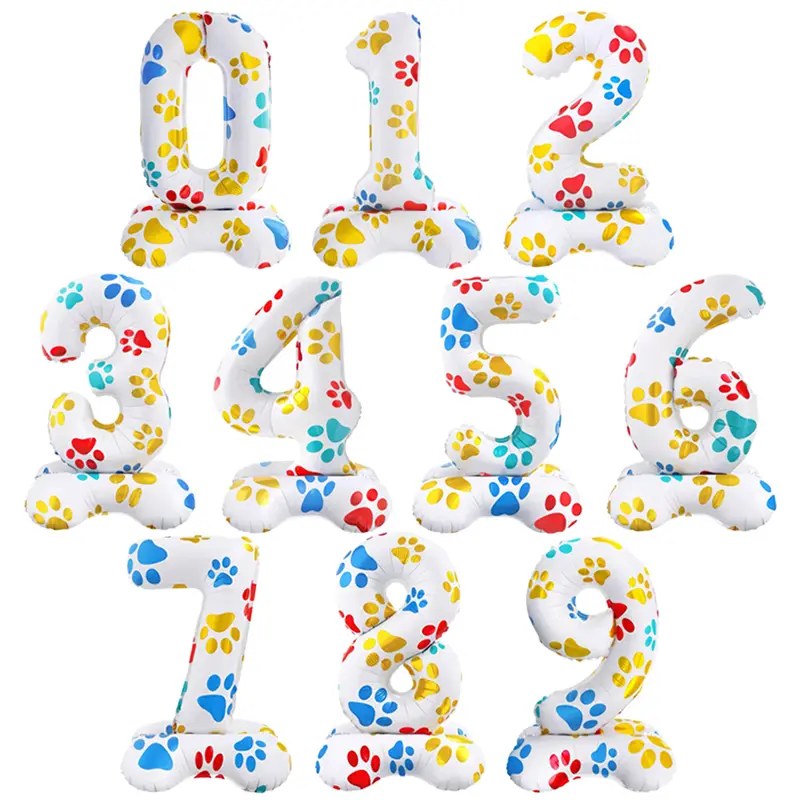 White Number Standing Ballons Baby Shower Kids Happy Birthday Party Decoration Giant Gold Foil Mylar Balloon 50