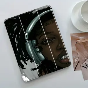 Fashion Girl Pattern Design Three-Tier Stand iPad Case,Transparent Acrylic Hard Back,Pencil Slot & Charger Port,Fits iPad 7.9/8.3/10.2/10.5/10.9/11/12.9 13 inch,Shock-resistant Full Cover Protective Case Suitable for Offices Schools Homes,Tablet Cover