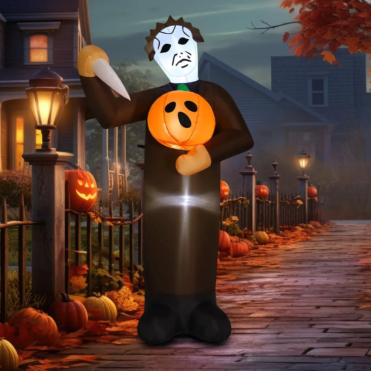 6FT Halloween Inflatable Scary Pumpkin with Built-In LED Lights, Blow Up Yard Decoration for Indoor & Outdoor, Garden, Lawn, Porch & Halloween Party