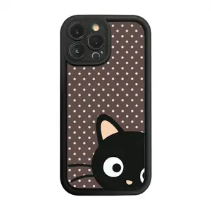 Kawaii Cartoon Chococat Design Shockproof Protective Plastic Case for iPhone 11-17 Series, Dual Layer Soft Touch Silicone TPU, Rubberized Grip, Drop Protection, Responsive Buttons, Camera Guard, Cellphone Accessories for Cat Enthusiasts