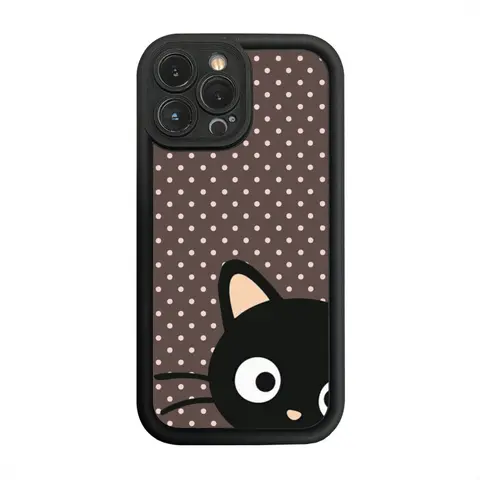Kawaii Chococat Pattern Dual-Layer Phone Case for iPhone 11-18 Series Devices, Soft-Touch Silicone TPU Casing, Shockproof, Drop-Proof, Rubberized Grip, Responsive Buttons, Camera Cover Protector, Cute Mobile Accessory for Cat Enthusiasts
