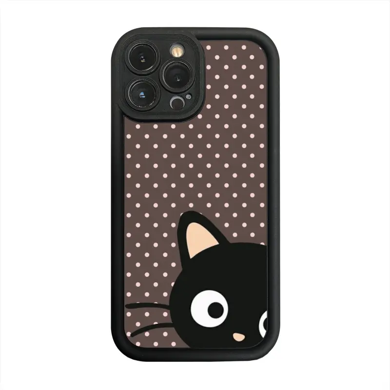 Kawaii Cartoon Chococat Design Shockproof Protective Plastic Case for iPhone 11-17 Series, Dual Layer Soft Touch Silicone TPU, Rubberized Grip, Drop Protection, Responsive Buttons, Camera Guard, Cellphone Accessories for Cat Enthusiasts