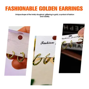 4 Counts Gold Hoop Earrings Set 14K Plated Hypoallergenic Non Tarnish Chunky Dainty Small Cartilage Styles Simple Design Gold Earrings