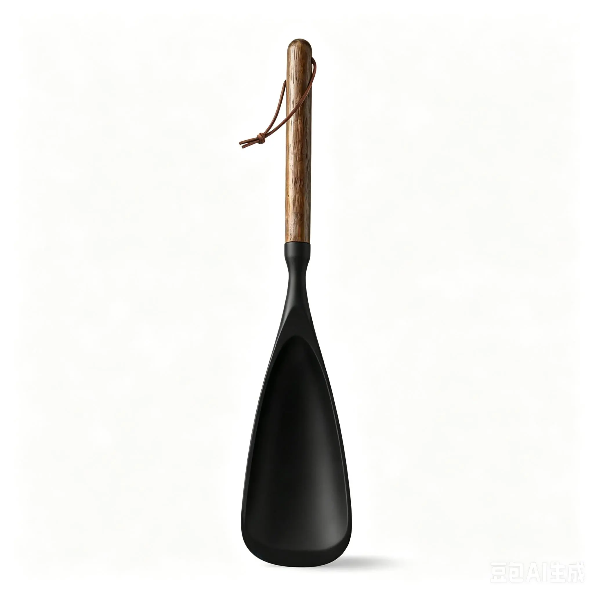 2-Pack Silicone Spoonula with Wooden Handle, BPA-Free Spatula Spoon for Nonstick Cookware, Heat Resistant Cooking Spoon for Mixing, Scraping, Scooping and Serving(Black)