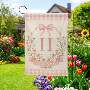 Custom Name Tulip Garden Flag 12x18inch Preppy Monogram Last Name Yard Decor Coquette Aesthetic Porch Sign Mothers Day Housewarming Gift 2026 Premium Poly Poplin Canvas Double Sided Print