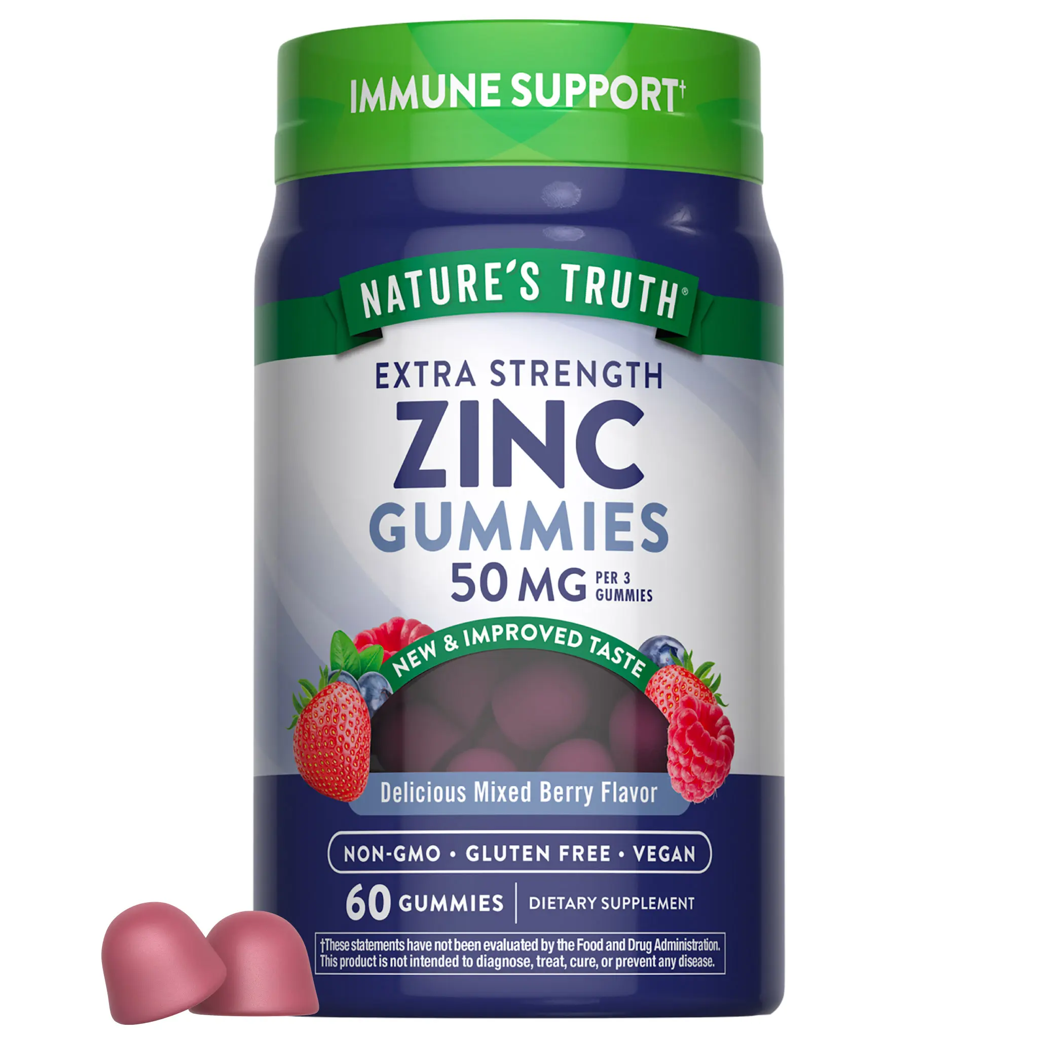 Nature's Truth Zinc Gummies for Adults - 50 mg - 60 Count - Mixed Berry Flavor Nature's Truth Zinc Gummies for Adults - 50 mg - 60 Count - Mixed Berry Flavor