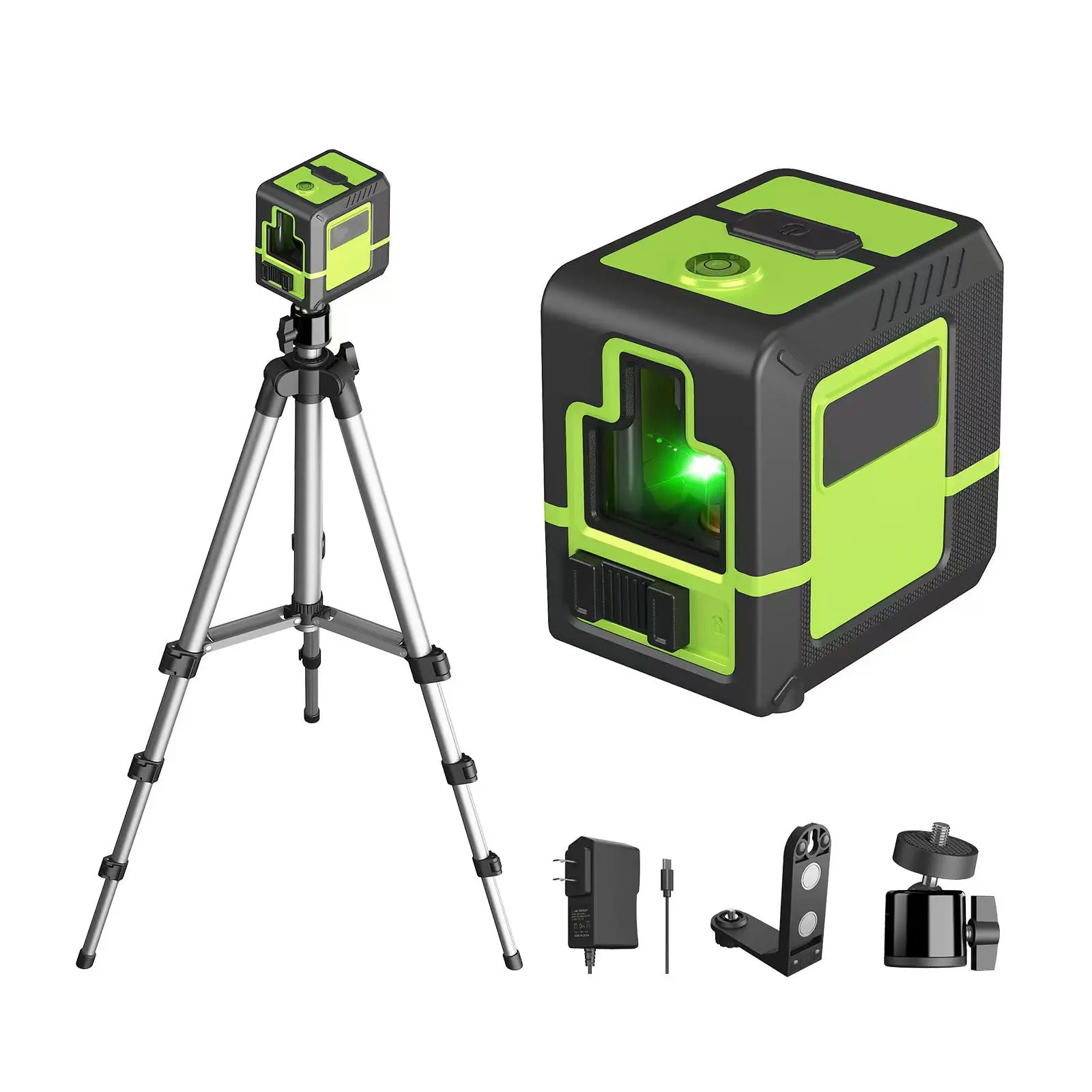 Professional Laser Level with Tripod - 100Ft Green Cross Line Self-Leveling Pipe Locator for Pipe Marking, Tile Installation, Plumbing Layout - Includes Battery