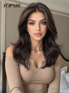 Topshe 13x6 Lace Front Wig Middle Part Fashion Long Curly Hair, Lightweight Breathable Comfortable Wear, Natural Looking, Lace Frontal Wig