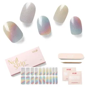 Nailog Semi Cured Nail Strips 362 Misty Glow 20Pcs Extra-Long Gel Mani Stickers Long-Lasting Salon-Quality High Gloss Waterproof Nail Art Wraps