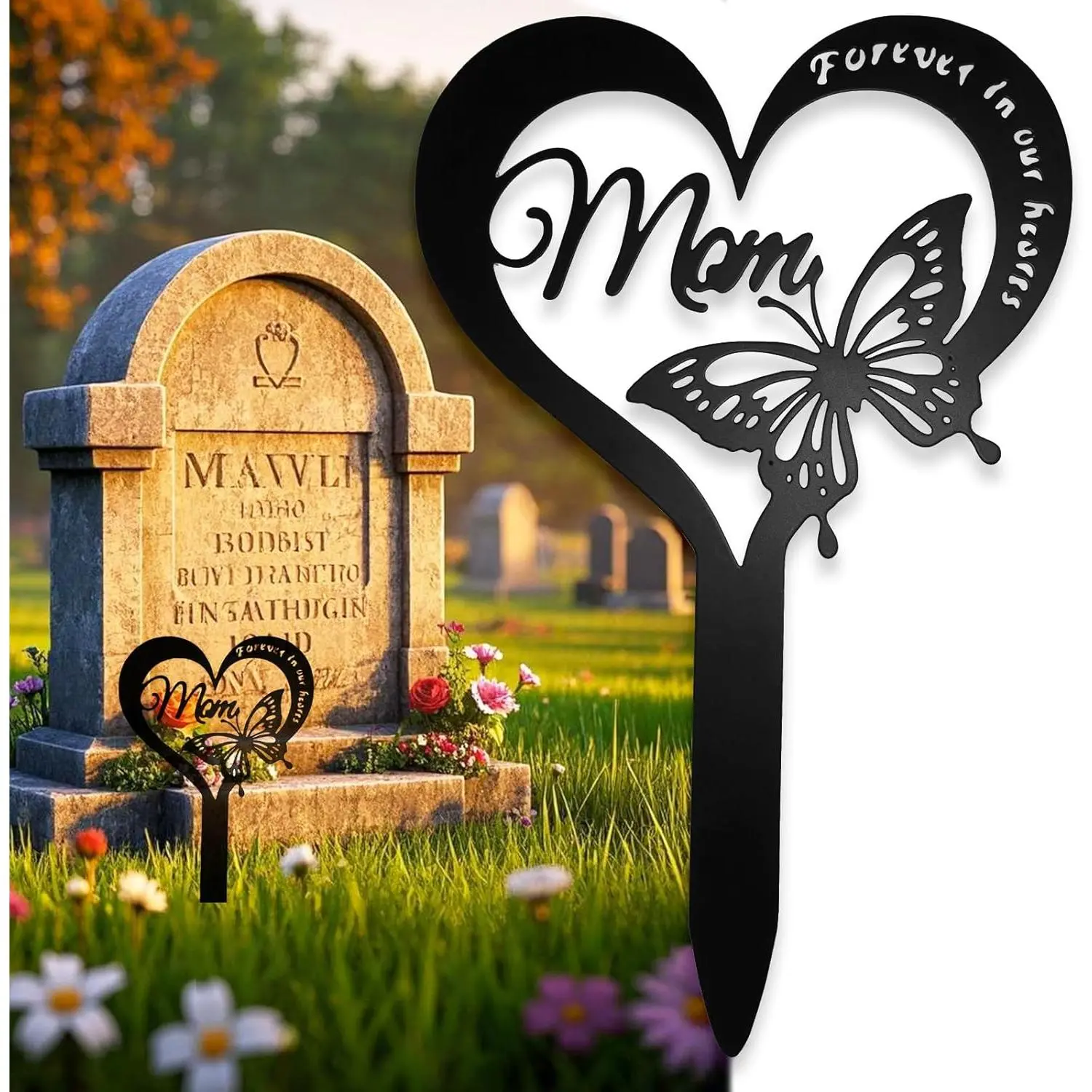 Cemetery Decorations for Grave Mom Heart Butterfly Grave Decorations for Cemetery Grave Decorations