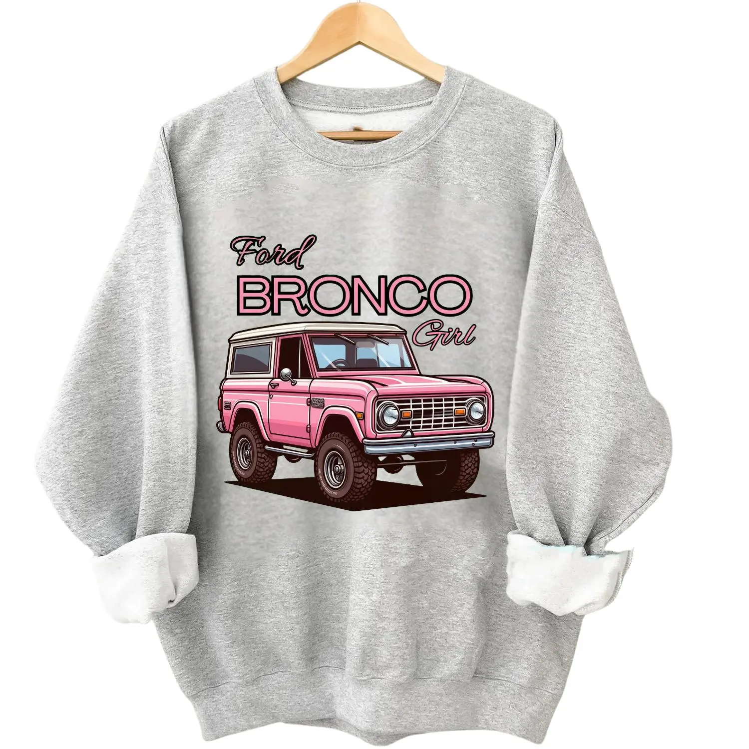 Vintage Ford Bronco Sweatshirt, Off-Road Graphic Crewneck, Truck Lover Pullover, Unisex Y2K Streetwear, Gift For Men For Women, Bronco Girl Pink Crewneck