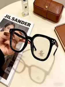 Fashion Black Clear Lens Glasses, Unisex Oversized Square Frame, Stylish Face-Slimming Eyewear for Office, Study, Commuting, Computer and Phone Use, Daily Wear, Valentine’s Day and Christmas Gifts