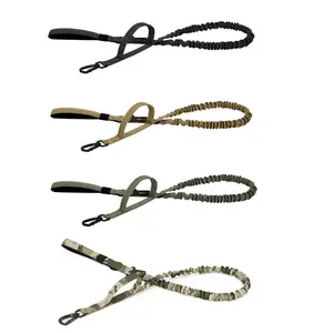 Military Tactical Dog Leash Adjustable Quick Release Elastic Leads Rope With 2 Control Handle For Medium And Small Dogs Pet Supplies Harness Straps
