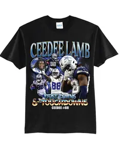 CeeDee Lamb Retro Rapper Tee Style T-Shirt - Dallas Football Star Graphic Tee - 90s Vintage Bootleg Streetwear - American Football Fan Gift Top