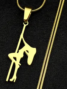 Pole Dance Girls Musical Chain Women Men Stainless Steel Gold Color Art Lover Rhythmic Gymnastics Pendant Necklace Gifts