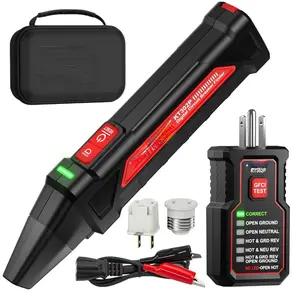 Circuit Breaker Finder Tool Kit, GFCI Outlet Tester with Dual-Sided LED Indicators, Electrical Circuit Tracer Tool with Flashlight, Includes Carrying Case and Adapters- KT302P