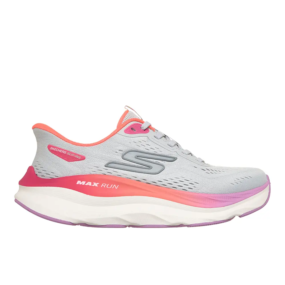 Skechers Womens Slip-Ins Max Run Running Sneakers Shoes - Grey, Orange