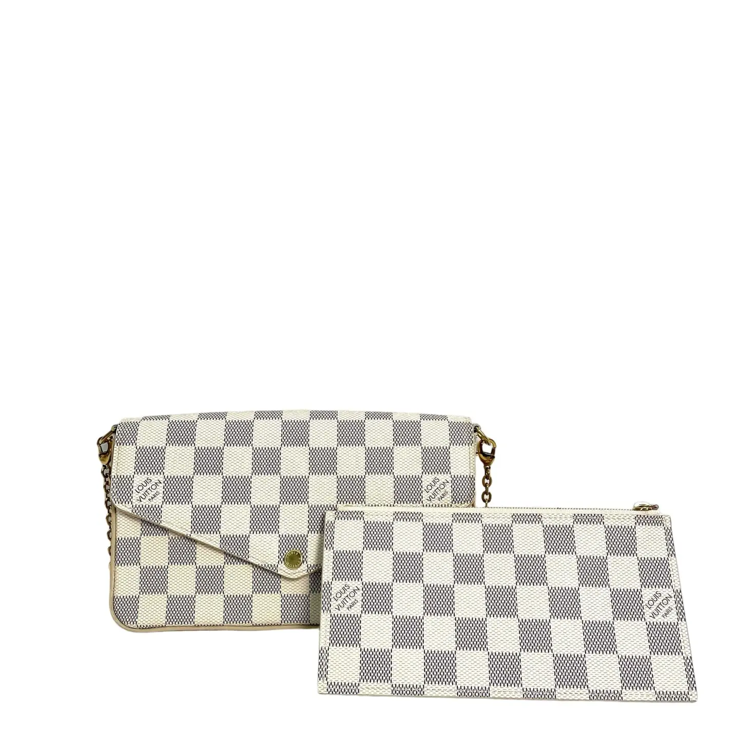 Pre-owned coated canvas handle bag Louis Vuitton Damier Azur Eva Clutch with Pochette Insert