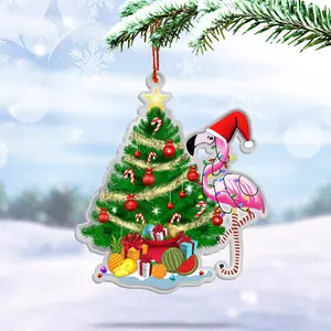 Flamingo Christmas Tree Decorations - Aluminum Flamingo Ornament (not 3D) -