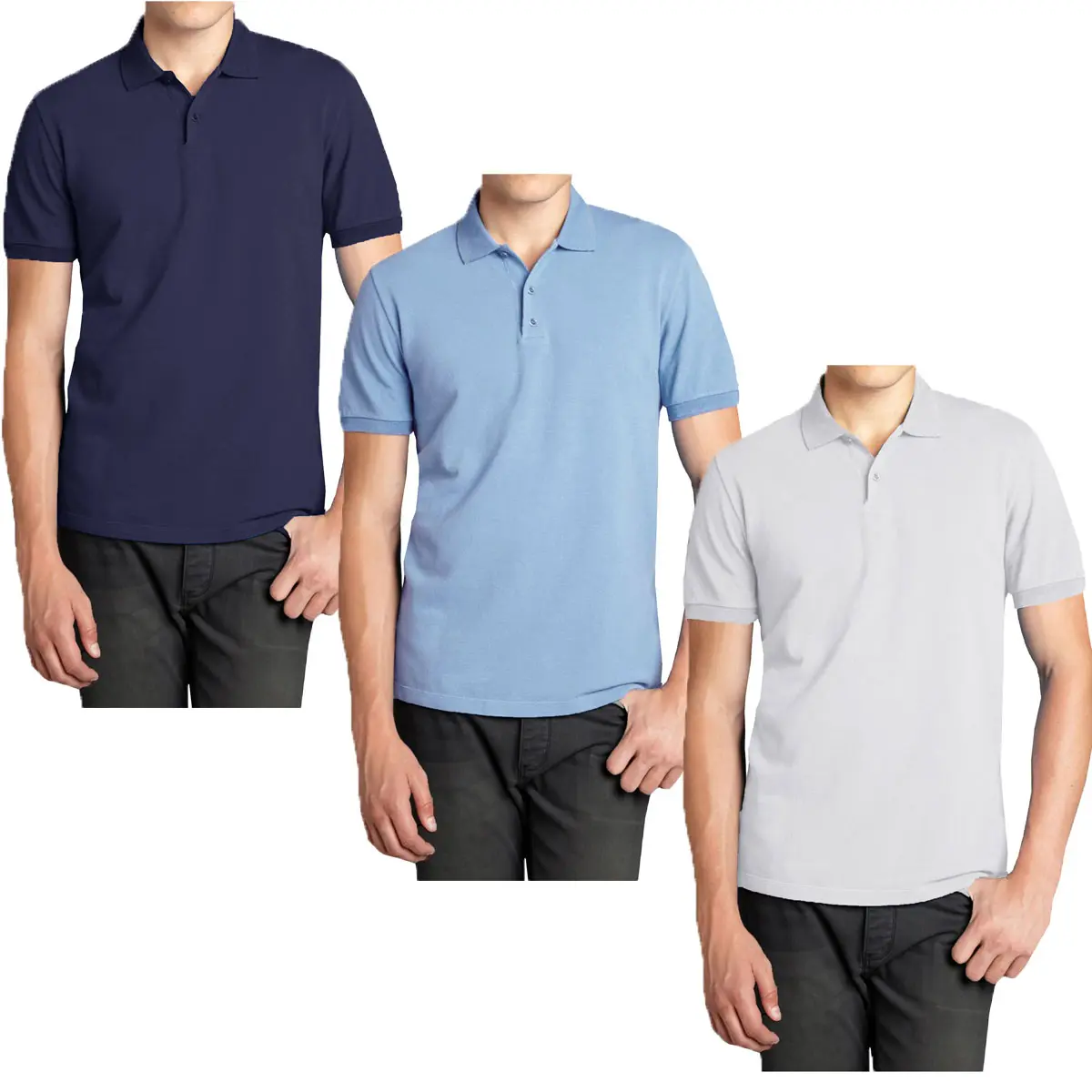 Men's 3 Pack Short Sleeve Classic Pique Polo Shirt Men's 3 Pack Short Sleeve Classic Pique Polo Shirt