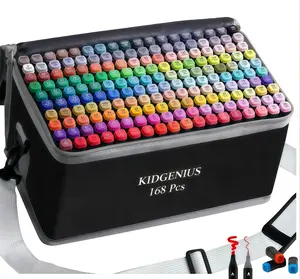 KIDGENIUS Dual Tip Alcohol Marker Set 120/168/262 Pcs with Storage Case, Ideal for Artists, Students & Kids for Coloring Books, Sketching and DIY Handmade Cards