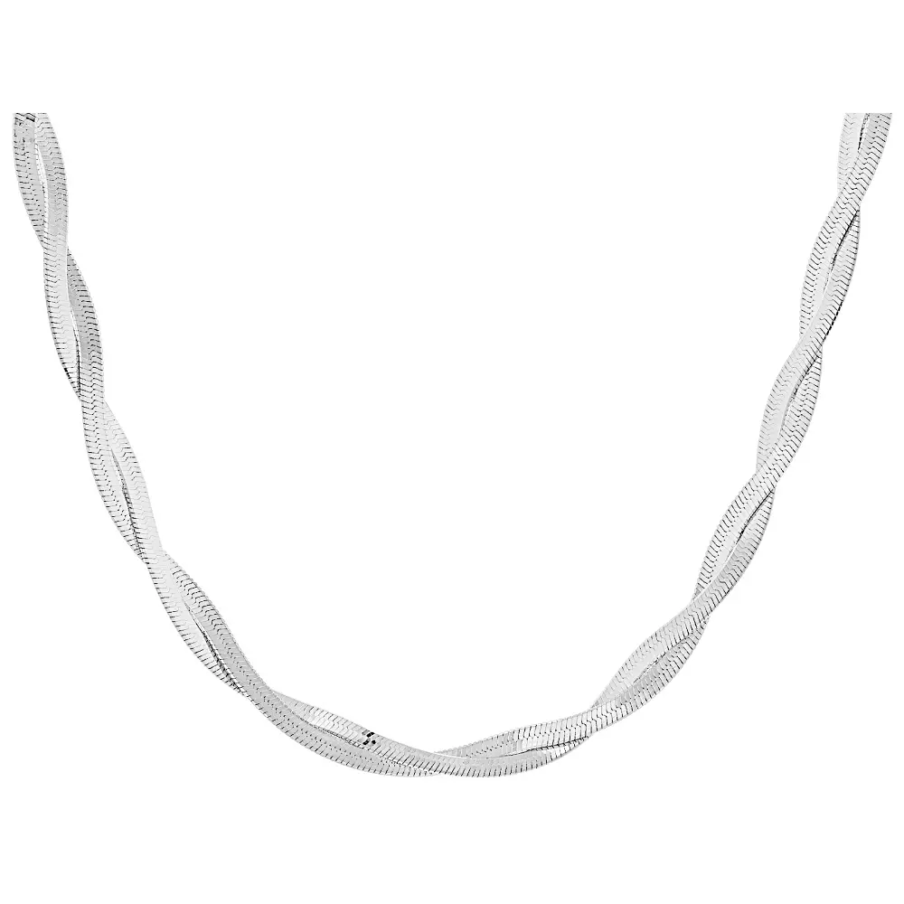 JTV Sterling Silver 2mm Braided Herringbone Chain Necklace, 18in Jewelry Making Supply for Jewelry DIY, Braided Chain Craft Project