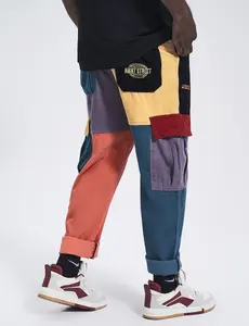 Np2 Niepce Streetwear Fashion Patchwork Colorful Cargo Pants Casual Relaxed Fit Man Corduroy Cloth