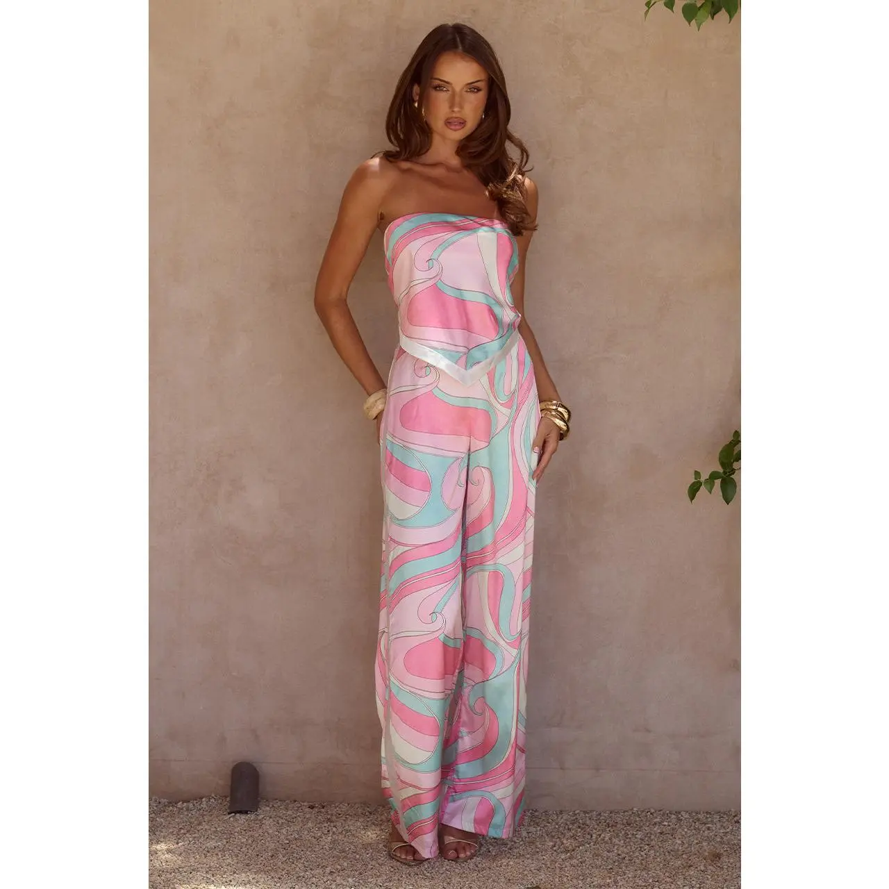 Camino Pink Milani Relaxed Satin Pants