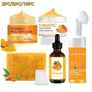 Turmeric Soap & Face Cream & Mousse cleanser &Oil& Vitamin C Peel Off Mask ,Deep Cleansing &Nourishing Skin for Women & Men All Skin Types,Christmas&Festival Gift