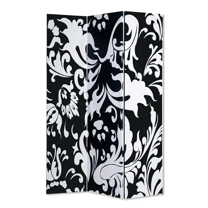 HomeRoots 3-Panel Decorative Wooden Room Divider - Foldable Print Screen, Wood Frame, Robust Structure, 72" H x 1" W x 48" D, Multi-Color, Indoor Living Room Furniture, Contemporary Home Decor, 3 Panel Room Dividers