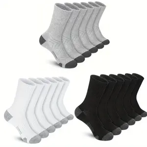 6 Pairs Sports Athletic Socks, Long Crew Outdoor Workout Sports Socks for Men Women Fabric Menswear compression woman mid-calf anti slip men grip soccer sock run nig Breathable Cushioned Soccer Socks