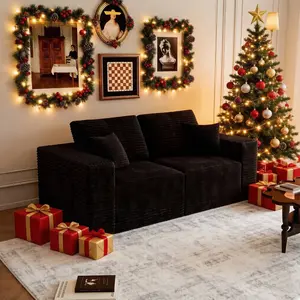 【Memorial Day Gift】 NMXVXMN 71" Modern Loveseat Boneless Couch in a Box Fluffy Plush Corduroy 2-Seater High Elasticity Foam Floor Sofa with Deep Seat & High Cushion Backrest No Assembly Required Comfy Cloud Couch for Living Room Apartment Small Spaces