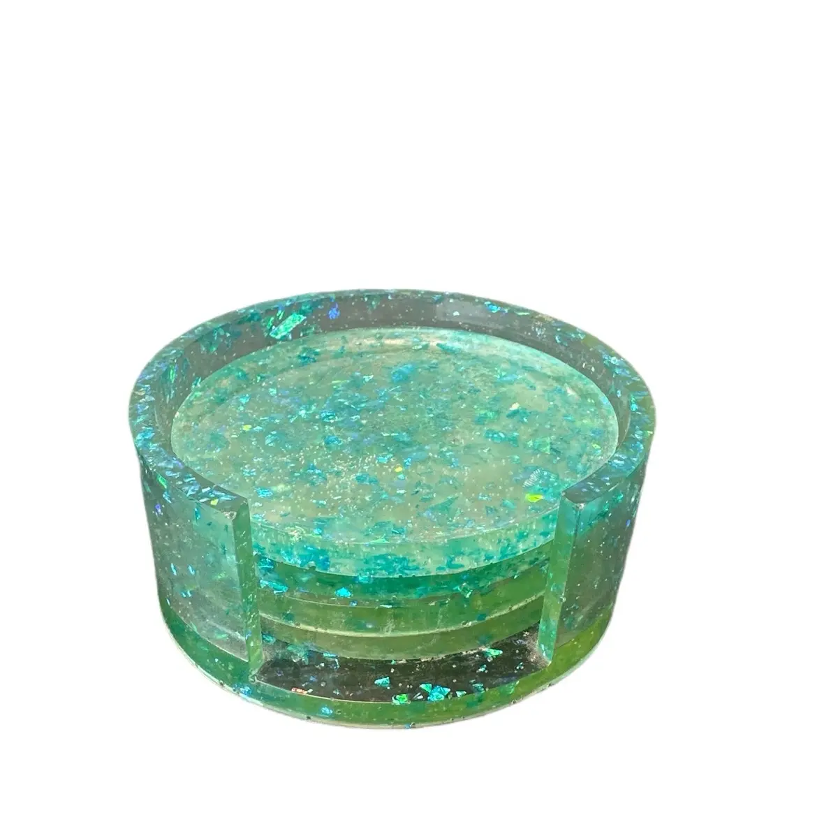 Handmade Resin Coaster Set - Waterproof, Round Tableware. 4 coasters