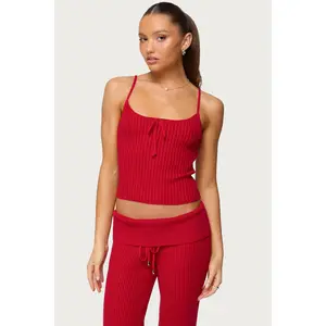 Adannah Tie Ribbed Knit Tank Top