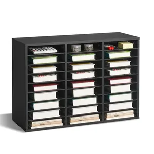 VEVOR Literature Organizer, 27 Compartments Office Mailbox with Removable Shelves, Wooden Mailbox Sorter Particle Board Office Home Classroom Storage, File Sorter for Files, Documents, Papers, Black