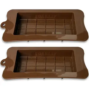 Lovetta Chocolate Bar Molds 2 Pack 1 Inch Deep Large and Thick Silicone Molds for Stuffed Bars Big Chocolate Candy Bar Mold Ideal for Baking and Crafting