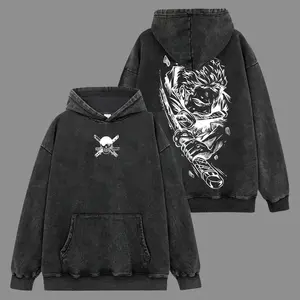 Roronoa Zoro Hoodie-Shirt V2 Premium 100% Acid Wash, One Piece Fans, Anime Graphic Hoodie, Anime Fan Merch, Streetwear Hoodie Unisex Oversize Gift for Anime Lovers Oversized