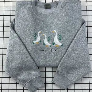 Like All Fire Goose Embroidered Sweatshirt Sweatshirt, Goose Shirt, Cute Goose, Sunrise on the Reaping, The Hunger Games, Suzanne Collins