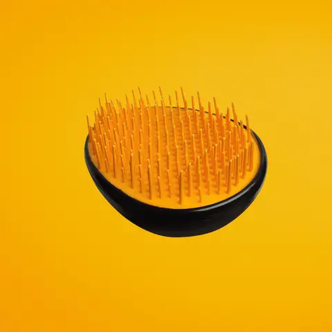 The Cut Buddy Curly Hair Brush - 3 in x 3 in x 2.5 in Orange Egg-Shaped Curved Detangler for Oily Scalp & Beard, Stress Relief Conditioning, Ideal for Dreadlock Detangling & Re-Twist, Suitable for Any Hair Type