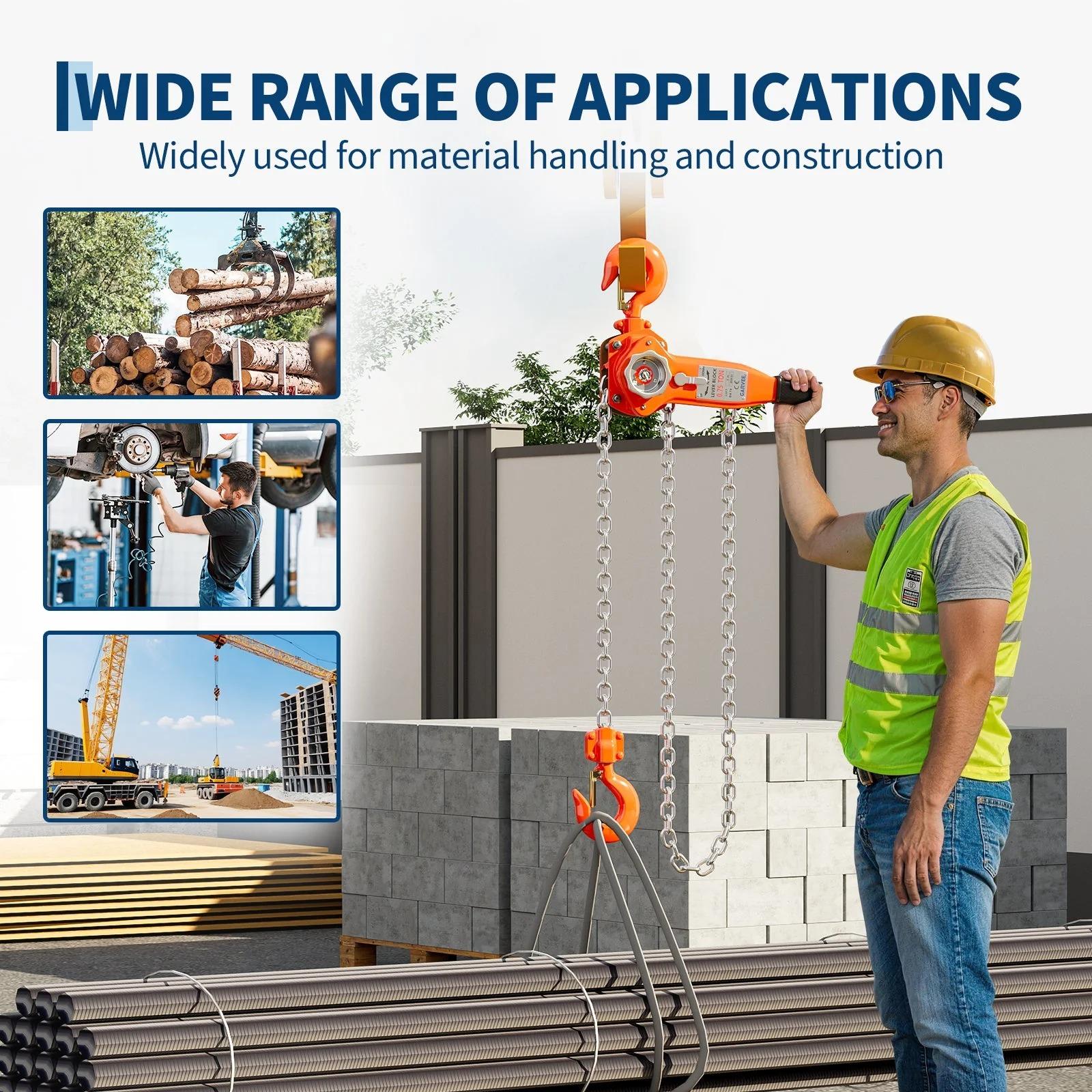 [NEW - FLASH SALE] Garvee Manual Lever Chain Hoist – 1.5 Ton (3300 lbs) Capacity, 10 ft Lift – G80 Galvanized Steel Chain, Weston Double Pawl Safety Brake, 360° Swivel Hooks, Portable Heavy Duty Lifting Hook for Garage, Factory, Dock, Warehouse