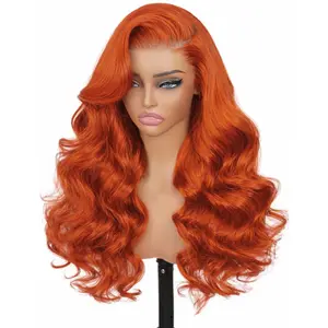 Ginger Orange Lace Front Wigs Human Hair Body Wave Wavy 13x6 HD Lace Front Ginger Wig Human Hair 180% Density Transparent HD Lace Frontal Wigs Pre Plucked Hairline