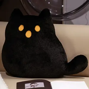 1pc Quirky Ghost Cat Plush Pillow - 35cm/13.8in Black & White Polyester, Short Plush, Hand Wash Only, No Printing, with Sewn Closure, for Halloween Christmas Party Decor, Sofa Living Room Bedroom Accent, Bedroom Decor | Playful Design | Polyester Pillow